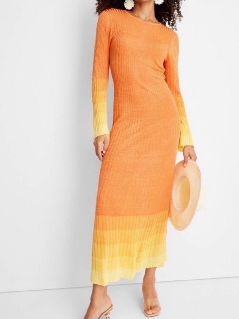Sleek Ombre Maxi Dress in Orange and Yellow